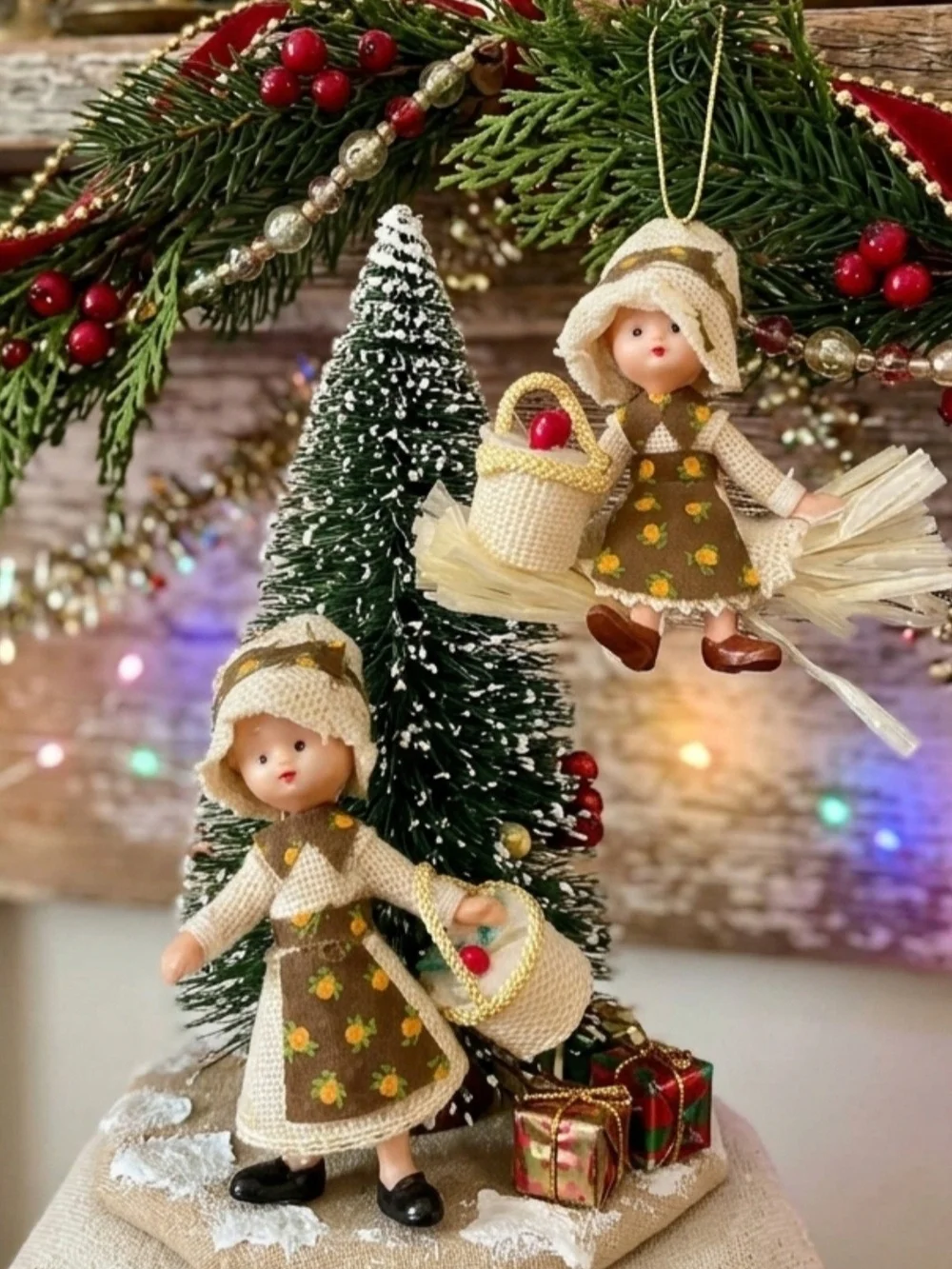 VINTAGE CELLULOID PRAIRIE ORNAMENTS